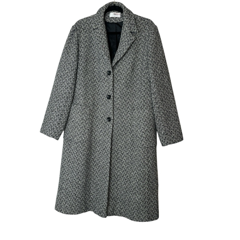Vinci Coat Women Size 18 Gray Collar Pockets Long Winter Cozy Outdoor Old Money
